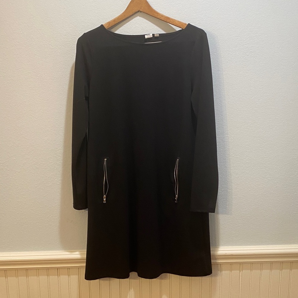 GAP Black Long Sleeve Dress with Zipper Accents